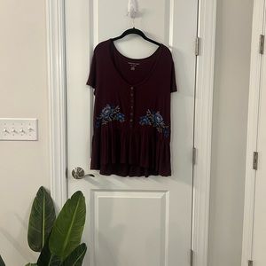 American Eagle Peplum with Button Up